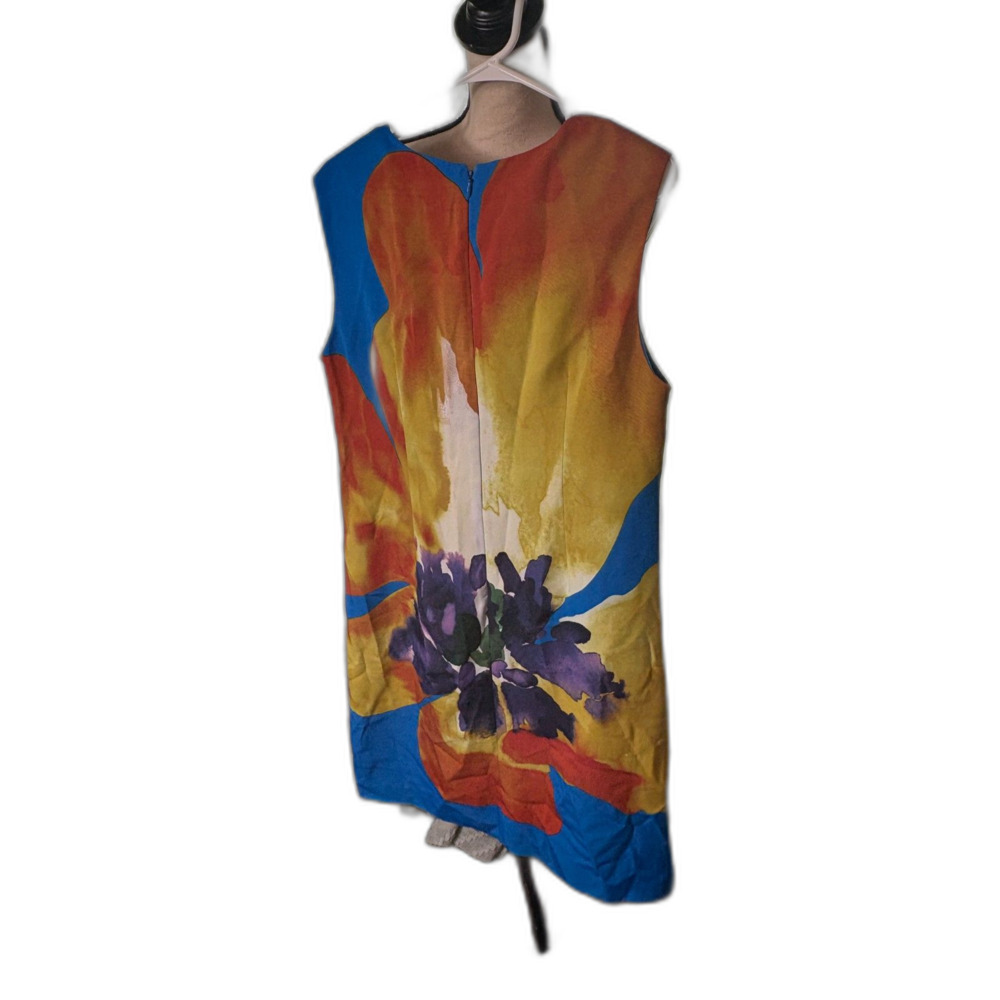 ILE New York Abstract Floral Shift Dress Size 10 Colorful Sleeveless